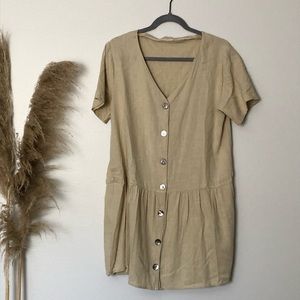 Linen babydoll dress with button front size M